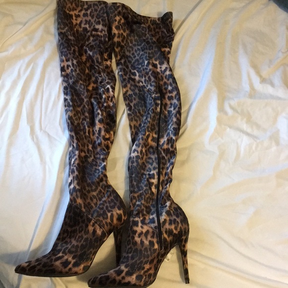 over the knee leopard print boots